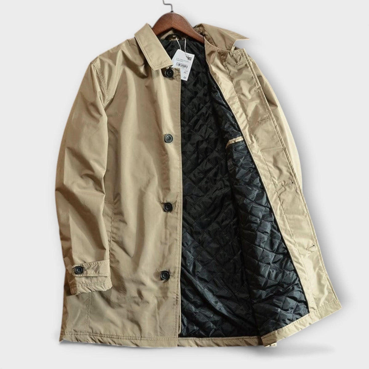 Frakker til mænd med skjortekrave og skrå sidelommer - Beige #Farve_Beige