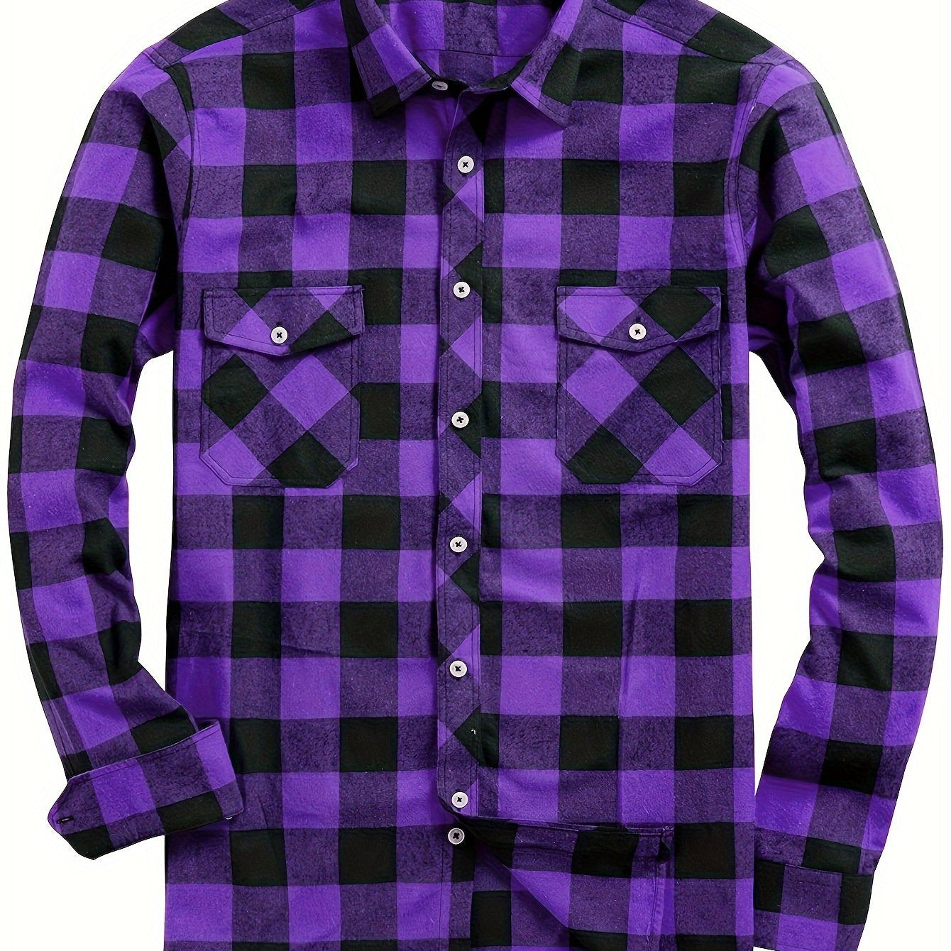 Skjorter med firkantede tern og spidse lommeklapper - Violet #Farve_Violet