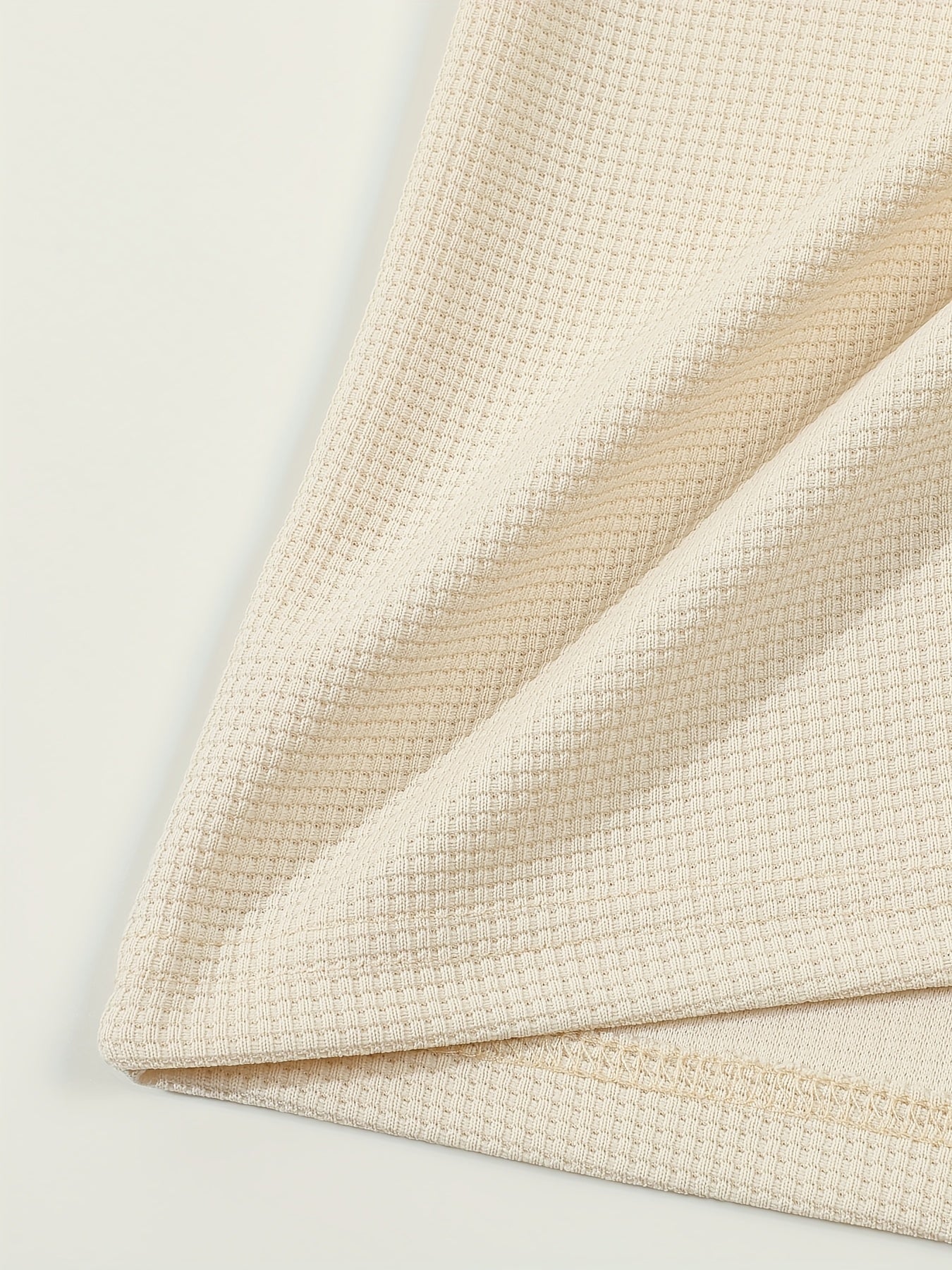 Bluser med vaffelstruktur, brystlomme og tre knapper - Khaki #Farve_Khaki