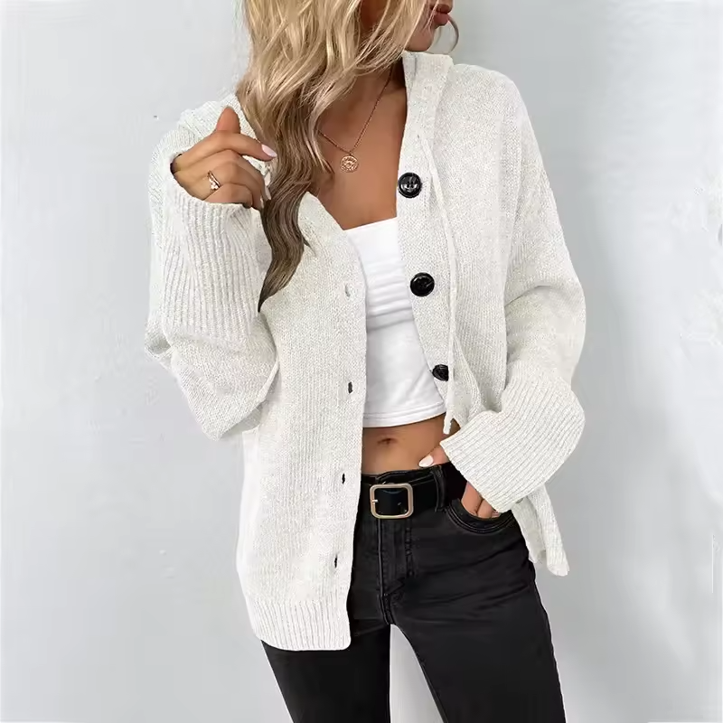 Cardigans med brede forkanter og lange ribmanchetter - Hvid #Farve_Hvid