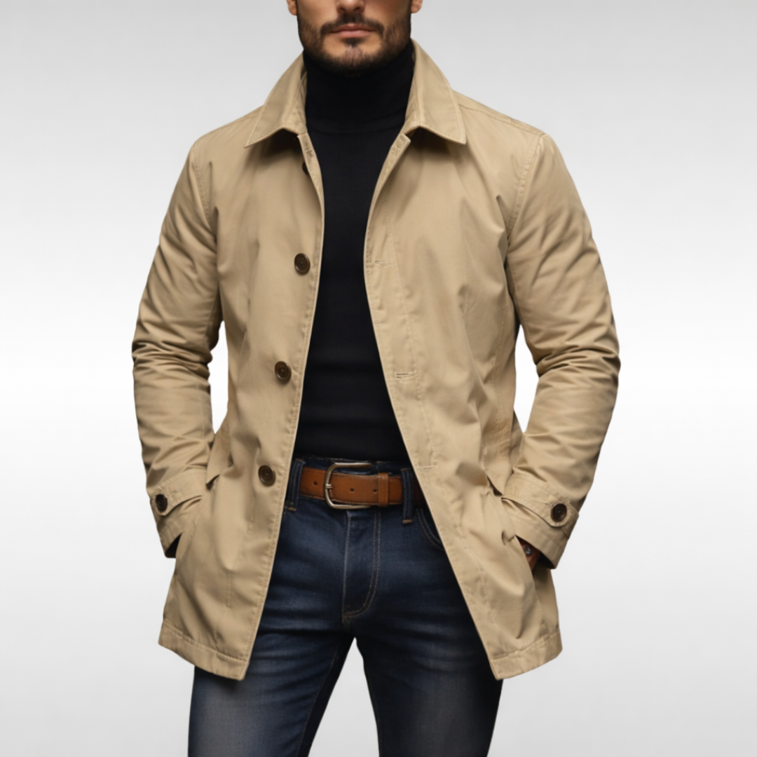 Frakker til mænd med skjortekrave og skrå sidelommer - Beige