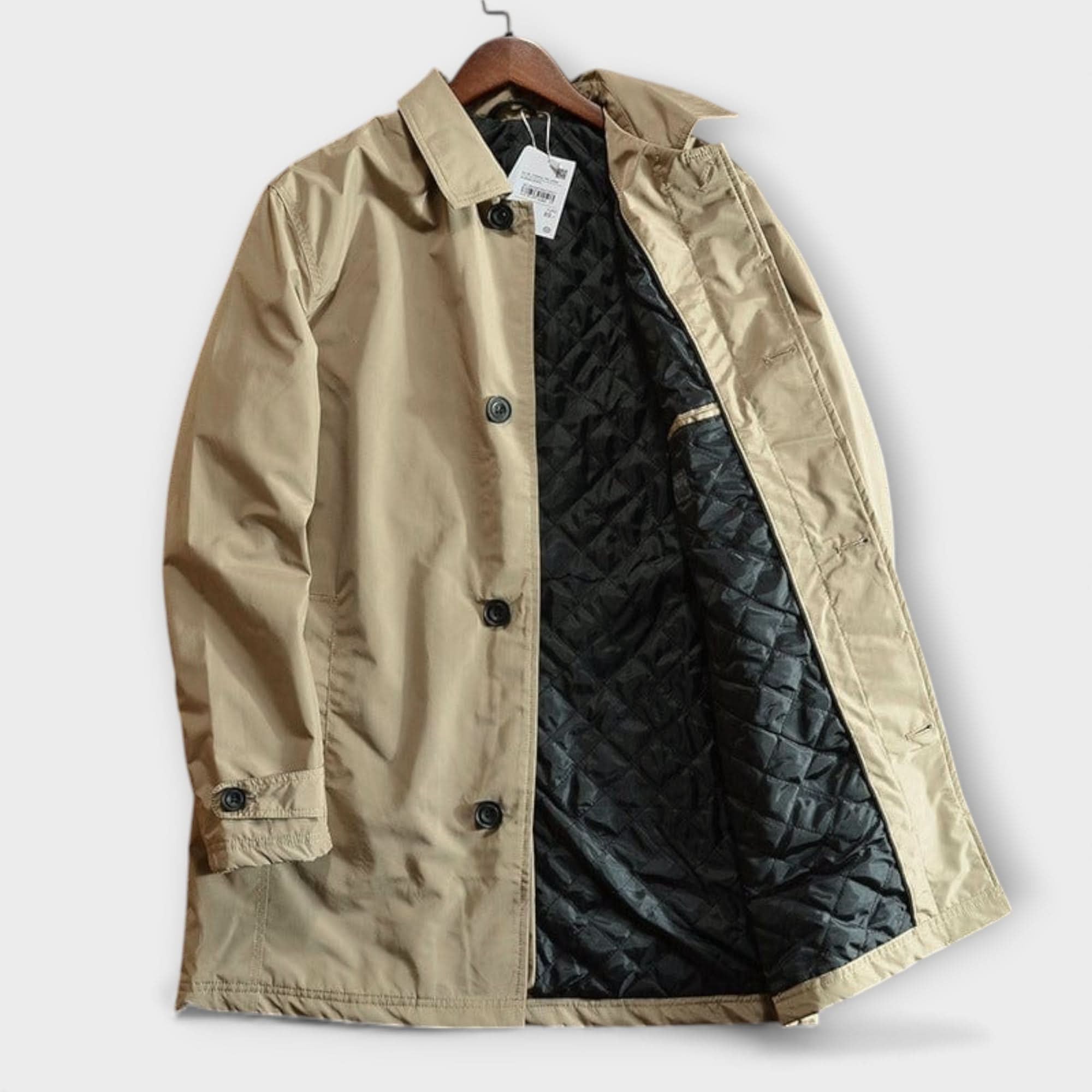 Frakker til mænd med skjortekrave og skrå sidelommer - Beige #Farve_Beige