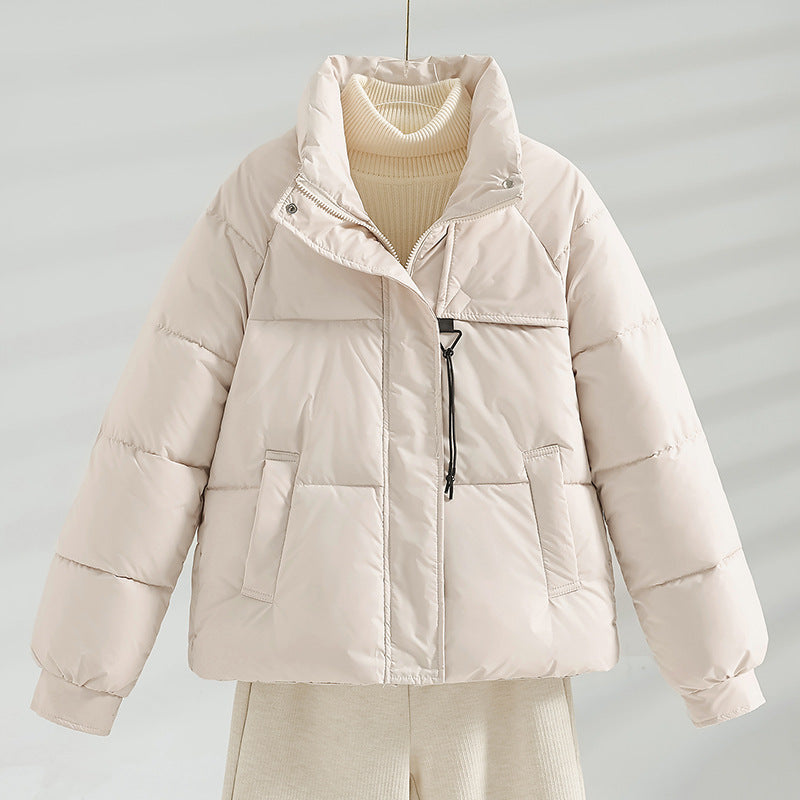 Jakker med høj ståkrave og vandret brystlynlås - Beige #Farve_Beige