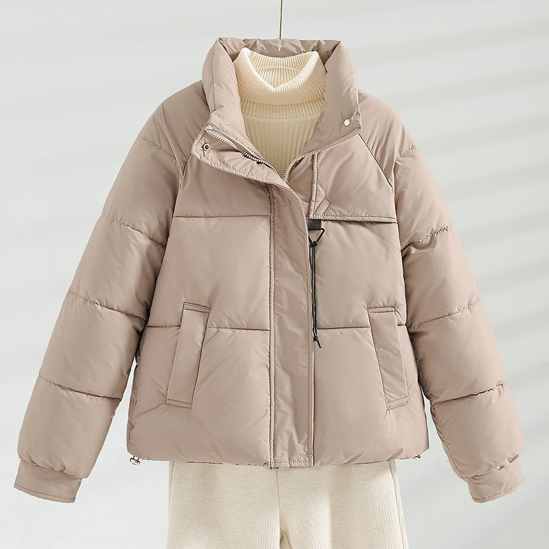 Jakker med høj ståkrave og vandret brystlynlås - Khaki #Farve_Khaki