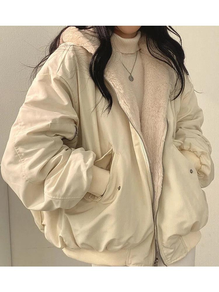Jakker med stor hætte og kontrast mellem to overflader - Beige #Farve_Beige