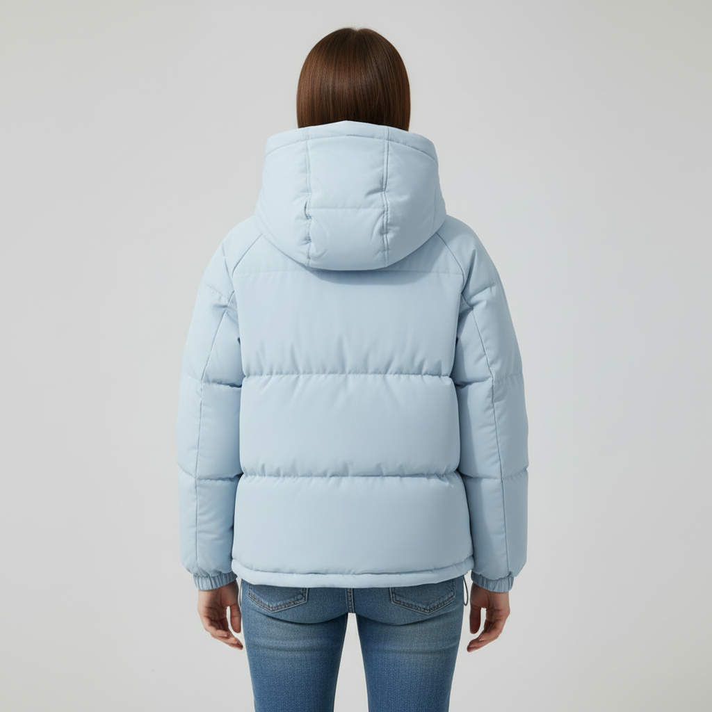Jakker med store quiltfelter og snøre ved underkanten - Blå #Farve_Blå