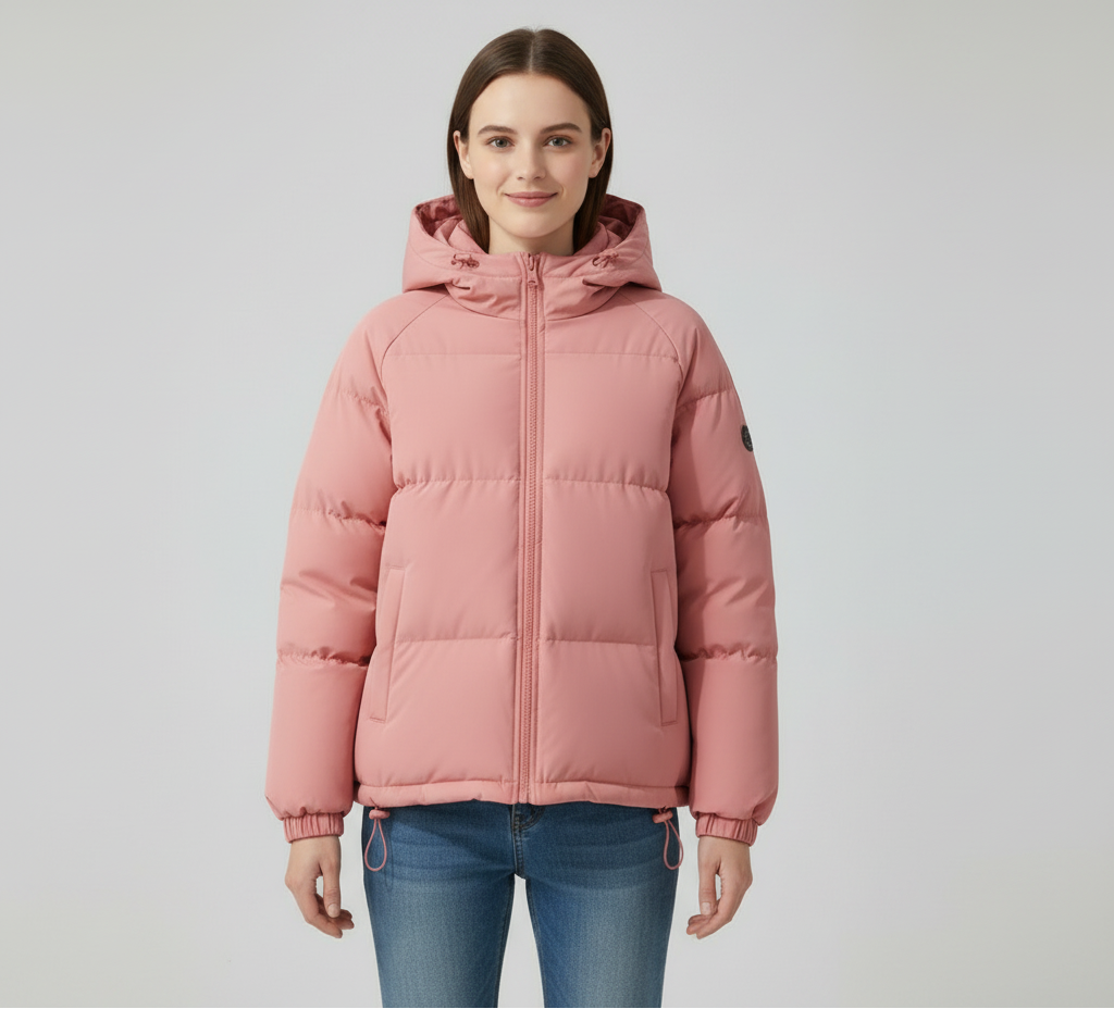 Jakker med store quiltfelter og snøre ved underkanten - Lyserød #Farve_Lyserød