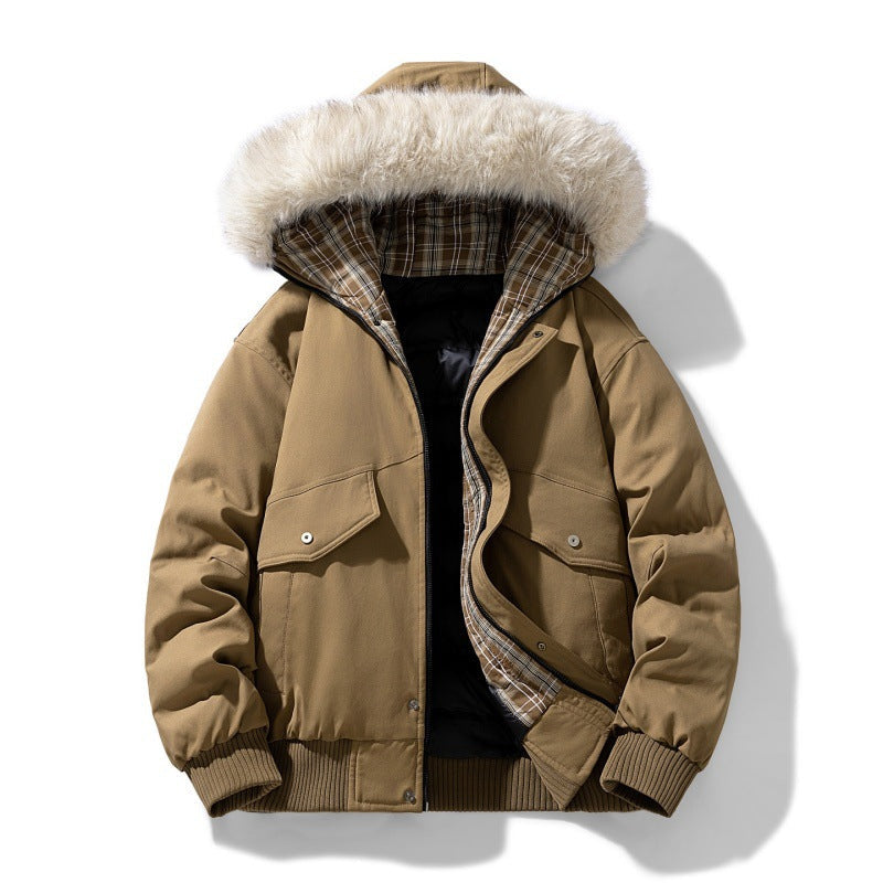 Jakker med ternet hætteinderside og store klaplommer - Khaki #Farve_Khaki