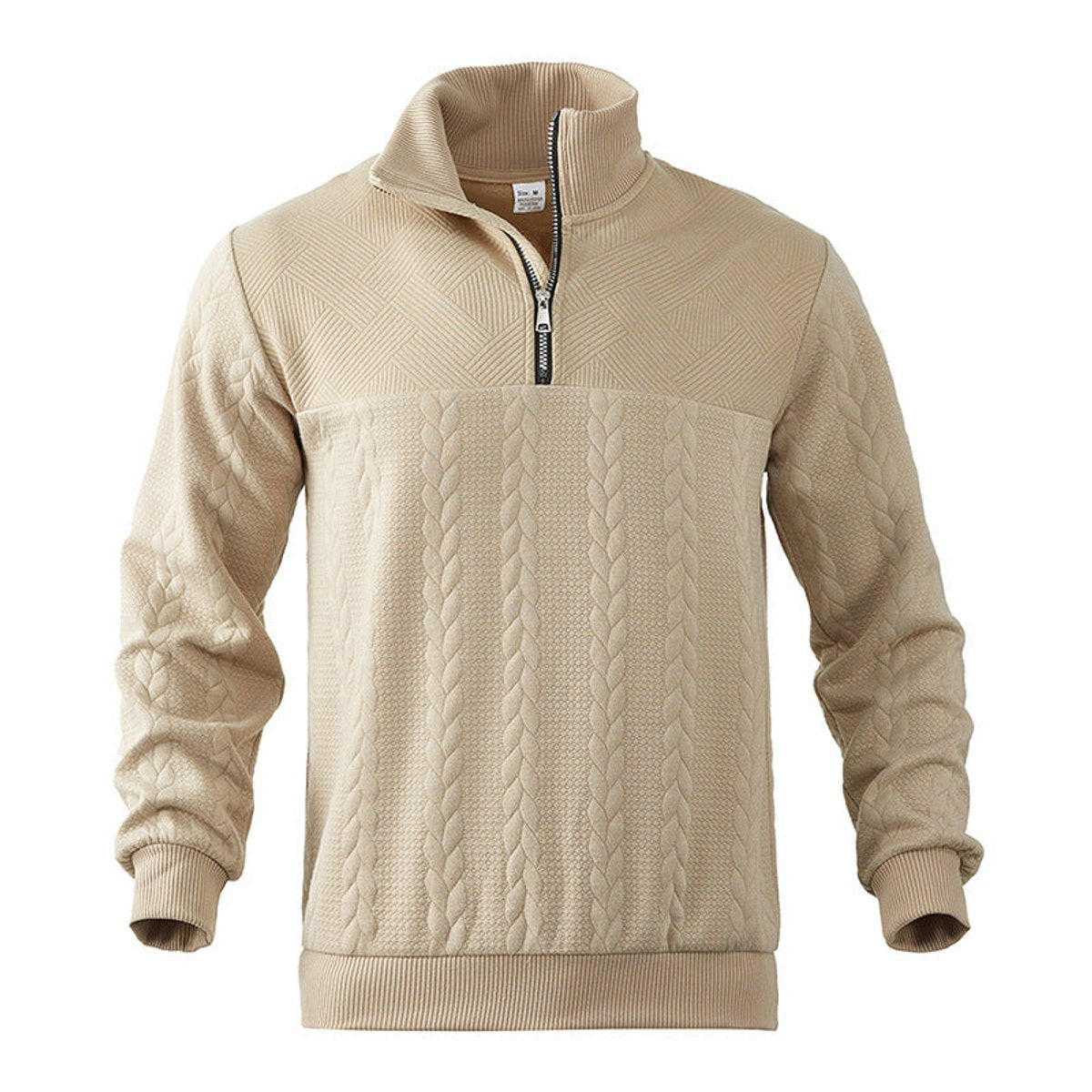 Striktrøjer med snoninger og glat skulderparti - Beige #Farve_Beige
