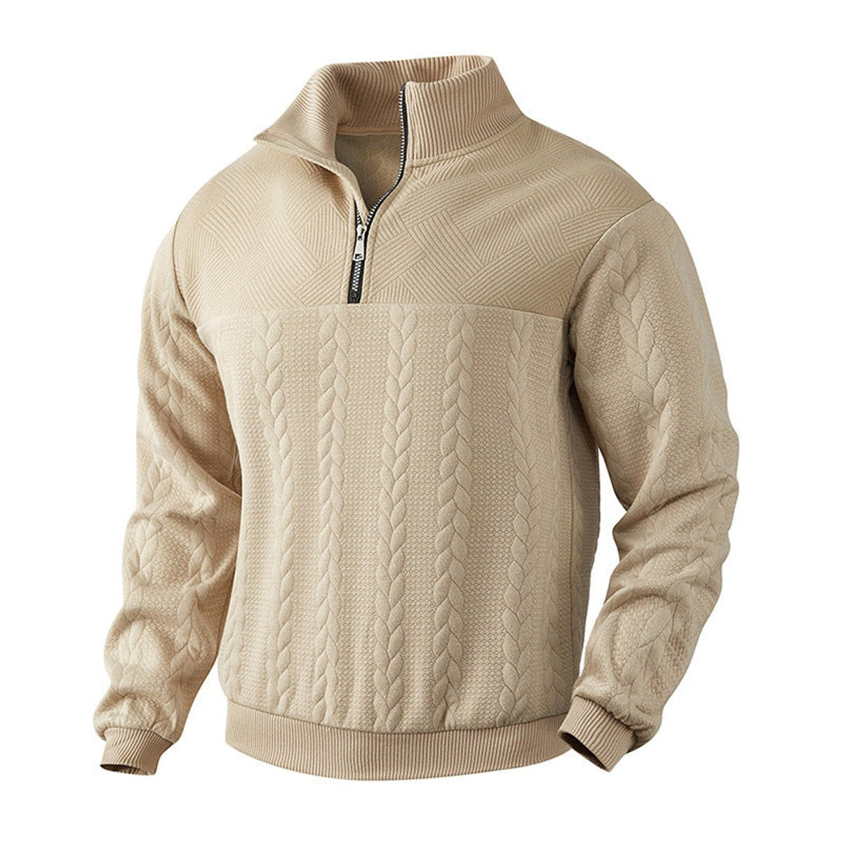 Striktrøjer med snoninger og glat skulderparti - Beige #Farve_Beige